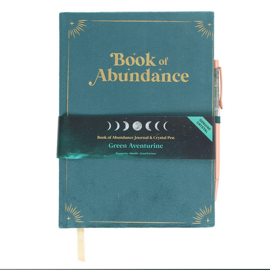 Book of Abundance Journal & Green Aventurine Crystal Pen