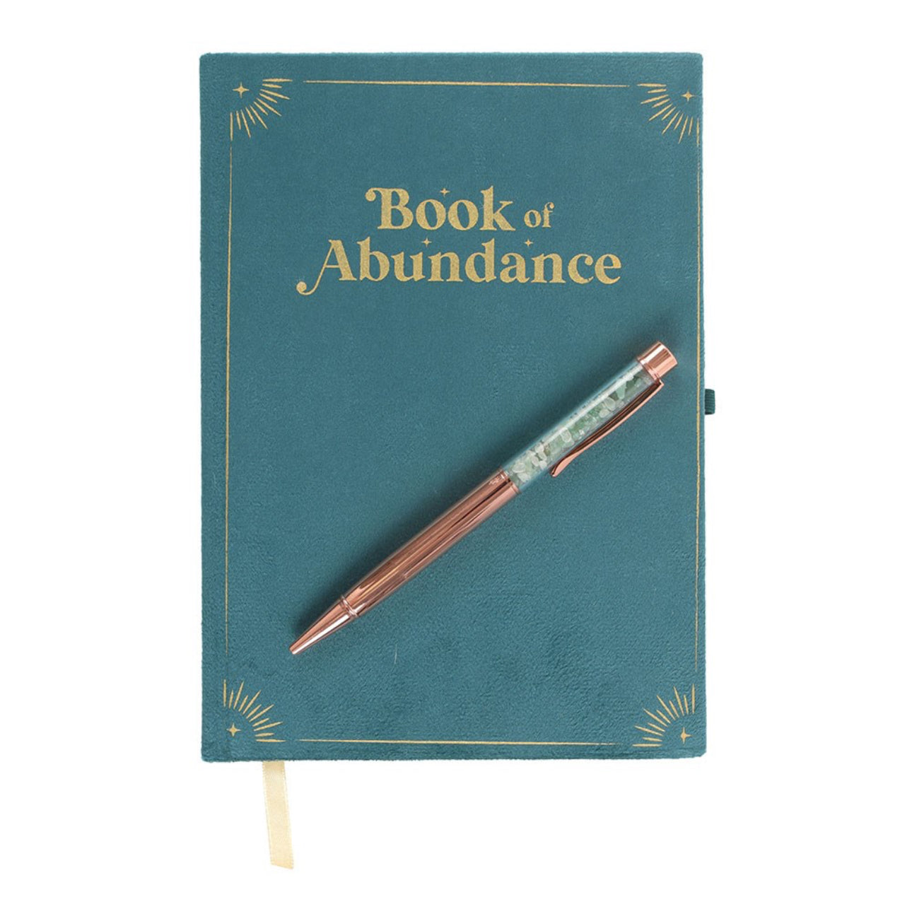 Book of Abundance Journal & Green Aventurine Crystal Pen